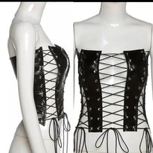 Load image into Gallery viewer, Tied Up Corset Top (black) (Orange)
