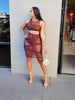 Kiss It Skirt Set (Brown)