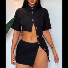 Load image into Gallery viewer, Sideways Shirt Dress (Black)
