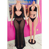 Sheer Mami 3 Piece Bikini Set (Black)