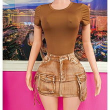 Load image into Gallery viewer, Relax Denim Skirt (Brown)
