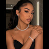 Bling Neck & Bracelet set (Silver)