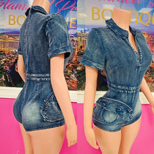 Load image into Gallery viewer, Denim Bag Romper
