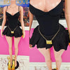 Denim Pleated Mini Skirt (Black)