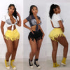 Fringe Shorts (Black) (Yellow)