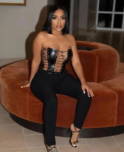 Load image into Gallery viewer, Tied Up Corset Top (black) (Orange)
