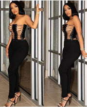 Load image into Gallery viewer, Tied Up Corset Top (black) (Orange)
