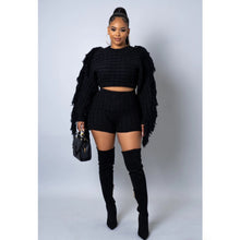 Load image into Gallery viewer, Fringe Shorts Set (Black)
